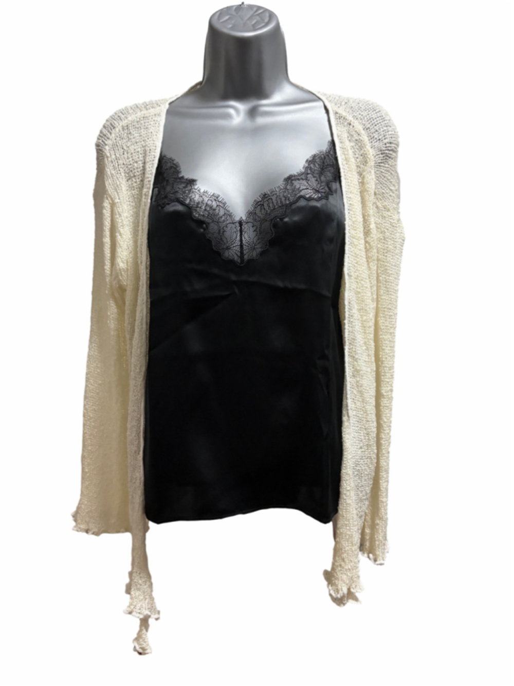 Mirror Image Ivory Open-Knit Cardigan — One Size, Sheer Boho Layering Sweater

D